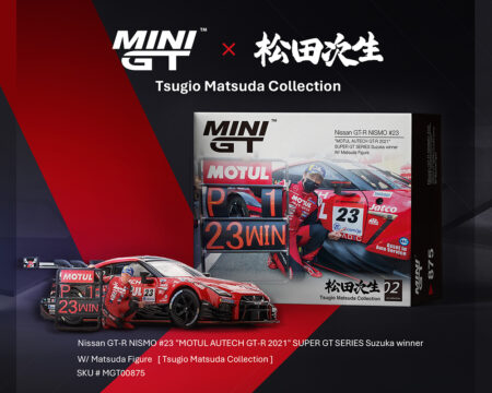 Mini GT 1:64 Nissan GT-R NISMO #23 "MOTUL AUTECH GT-R 2021" SUPER GT SERIES Suzuka winner W/ Matsuda Figure