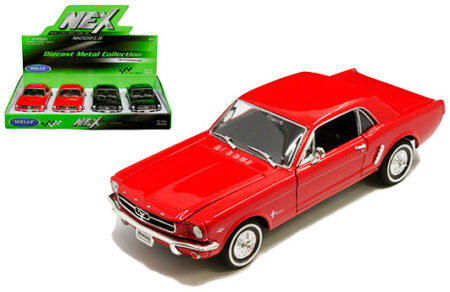 Welly 1:24 1964 1/2 Ford Mustang Hard Top - Black, Red - Display Tray Box of 4