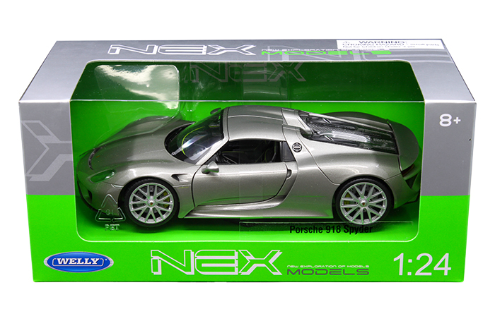 Welly 1:24 Porsche 918 Spyder Hard Top (Silver) - M & J Toys