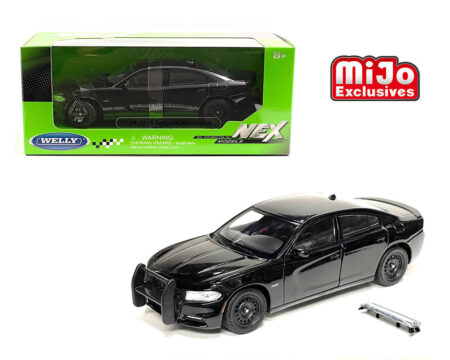 Welly 1:24 2016 Dodge Charger R/T Police Pursuit (Plain Black) MiJo Exclusives