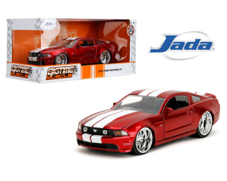 Jada 1:24 2010 Ford Mustang GT - Candy Red with White Stripes - Bigtime Muscle