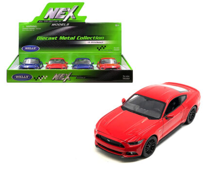 Welly 1:24 2015 Ford Mustang GT - Blue, Red - Display Tray Box of 4