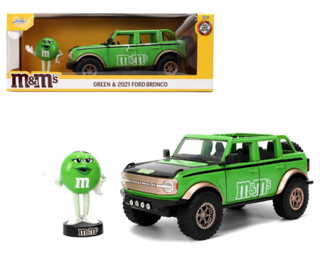 Jada 1:24 2021 Ford Bronco with Green M&M's Figure - Hollywood Rides