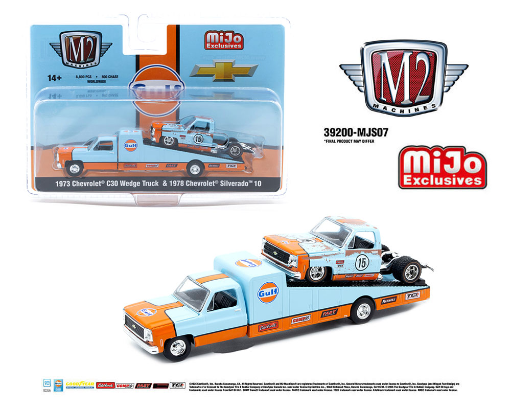 MGMINIS 43 Chevy C10・VW Type2 M2 Machines 1:64 Mijo Exclusives Auto-Haulers 1973 Chevrolet