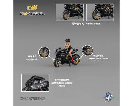 (Preorder) CM Model 1:64 MV Agusta SV800 with Showgirl Figure - Black - Limited Edition