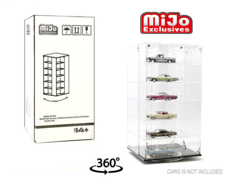 Showcase 1:64 24-Car Display Desk Top Spinner with Covers (6.5"x 6.5"x13.5") - MiJo Exclusives