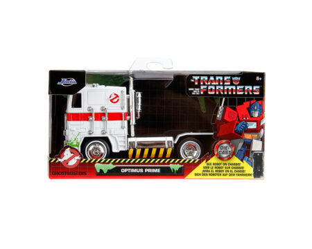 Jada 1:32 Ghostbusters x Transformers Optimus Prime G1 with Ecto-1 Graphics - Hollywood Rides