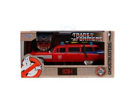 Jada 1:32 Transformers x Ghostbusters Ecto-1 with Optimus Prime Graphics - Hollywood Rides