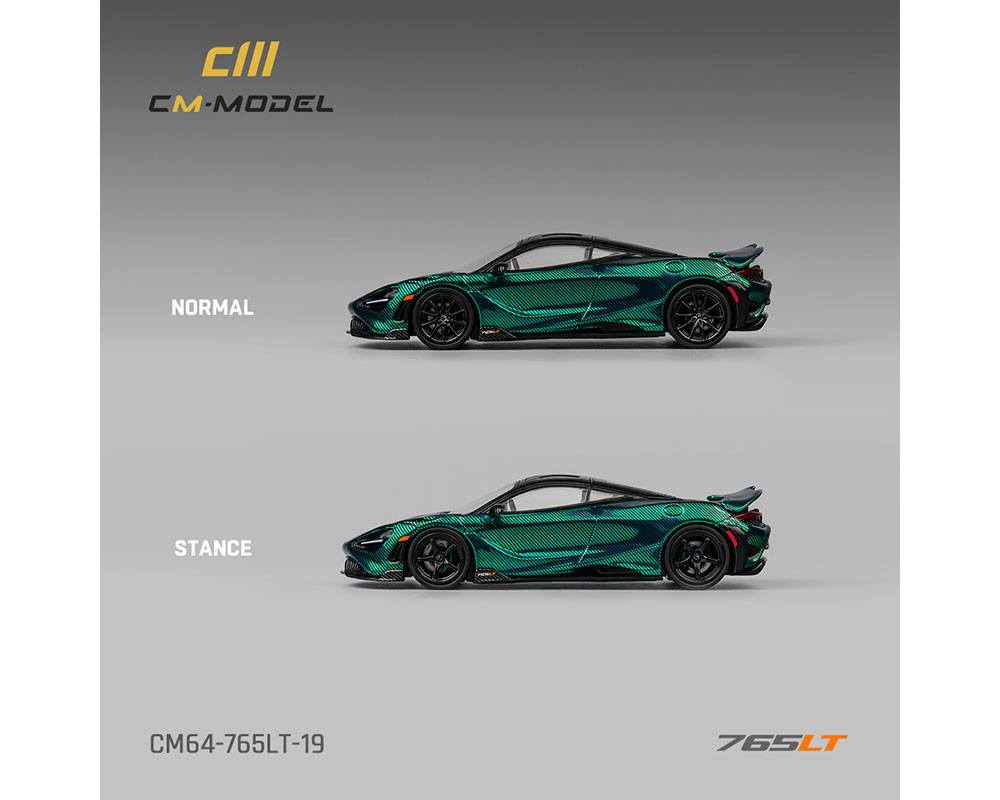 CM Model 1:64 McLaren 765LT - Chrome Green Full Carbon- Limited