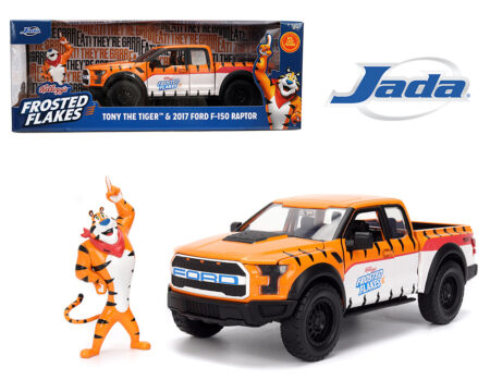 Jada 1:24 Kellogg's Frosted Flakes Tony the Tiger & 2017 Ford F-150 Raptor - Orange/White with Tiger Stripes - Hollywood Rides