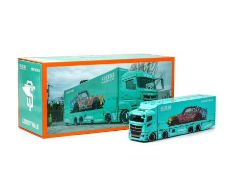 (Preorder) GCD 1:64 Liberty Walk LB-Trucks Mitsubishi Fuso Super Great Transporter LBWK - Blue