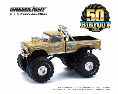 Greenlight 1:64 Kings of Crunch - Bigfoot #1 50th Anniversary - 1979 Ford F-250 Monster Truck – Gold Metallic - (Hobby Exclusive)