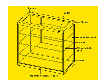 Showcase Desktop 4-Layer LED Display Case - Black - Image 4