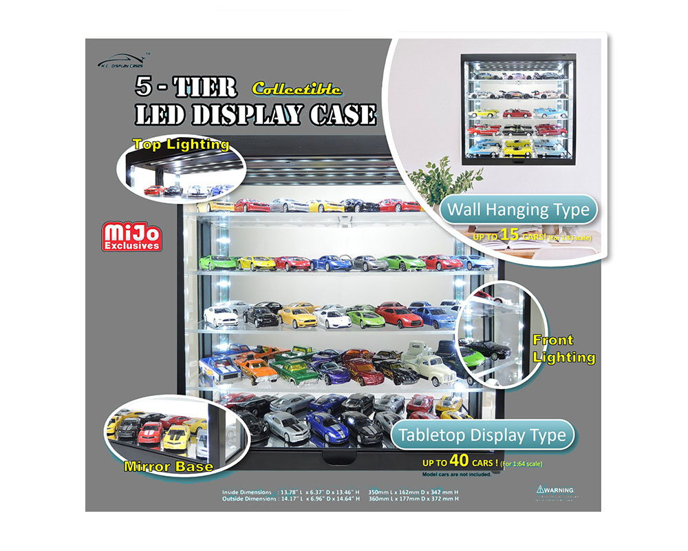 Showcase 1:64 Wall Mount 5 Tiers USB Powered LED Black with Mirror Back - MiJo Exclusives - Image 2