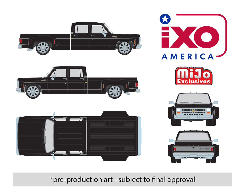 (Preorder) IXO Model 1:64 1980 Chevrolet Silverado C30 Crew Cab Dually Lowered - Black - Limited Edition - Mijo Exclusives