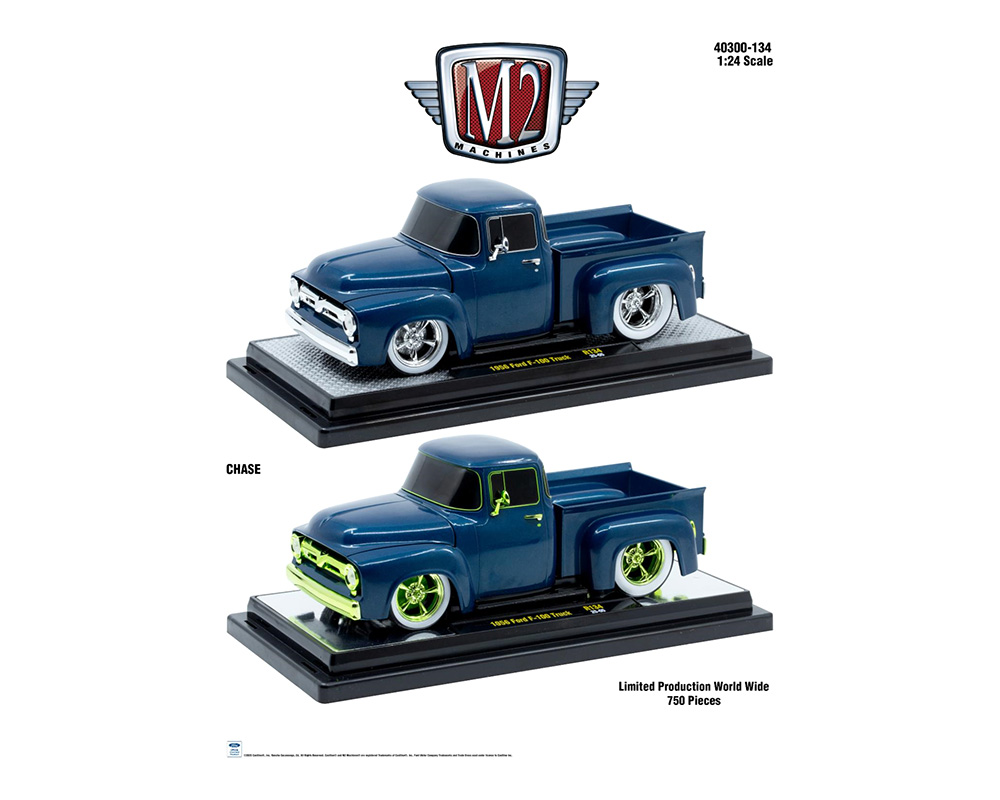 M2マシーン 1956 フォード F-100 - ティール M2 Machines 1:24 1956 Ford F-100 Truck - Teal - Release 134A