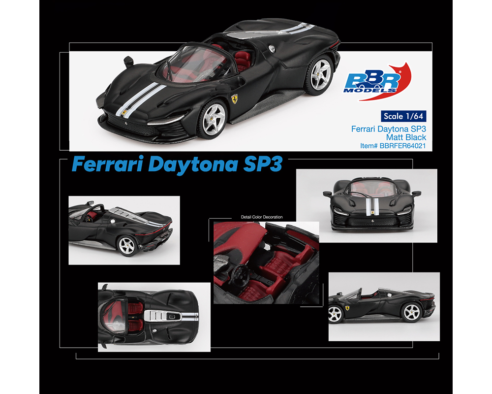 Preorder) BBR Models 1:64 Ferrari Daytona SP3 - Matt Black