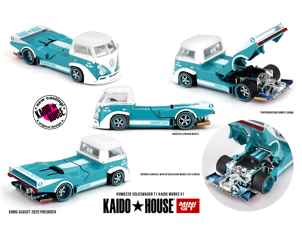 (Preorder) Kaido House x Mini GT Volkswagen T1 KAIDO WORKS V1 - Turquoise/White