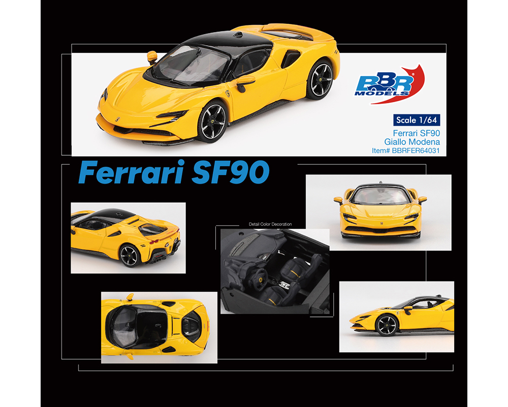BBR Models 1:64 Ferrari SF90 - Giallo Modena Yellow - Limited