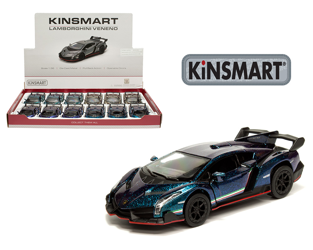Kinsmart 1:36 Lamborghini Veneno Color Shift 5″ – Display Tray Set