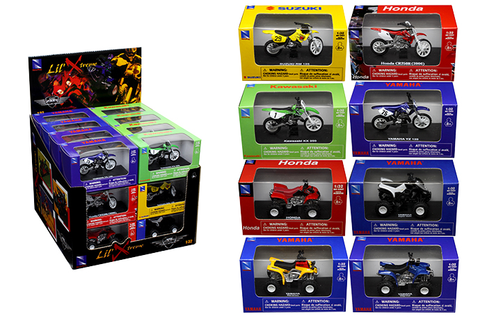 New Ray 1:32 Motorcycle and ATV Assortment - Lil'Xtreme - Counter Display of 24
