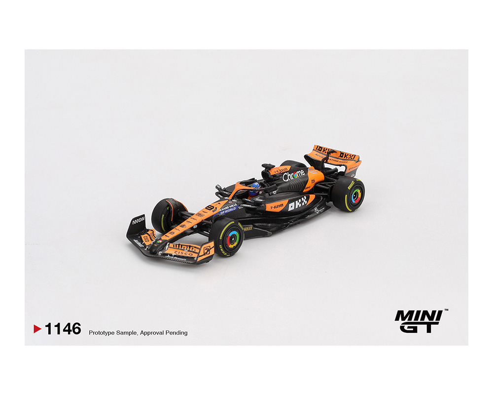 (Preorder) Mini GT 1:64 McLaren MCL38 #81 Oscar Piastri 2024 F1 2024 Hungarian GP Winner - Black Orange - Image 2