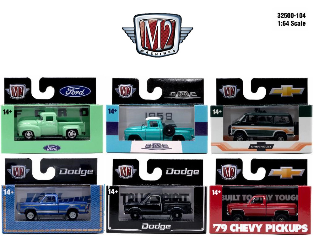 デゥーリーM2　 9台セット　1/64 M2 Machines 1:64 Auto-Thentics Series 104 Assortment - M & J Toys