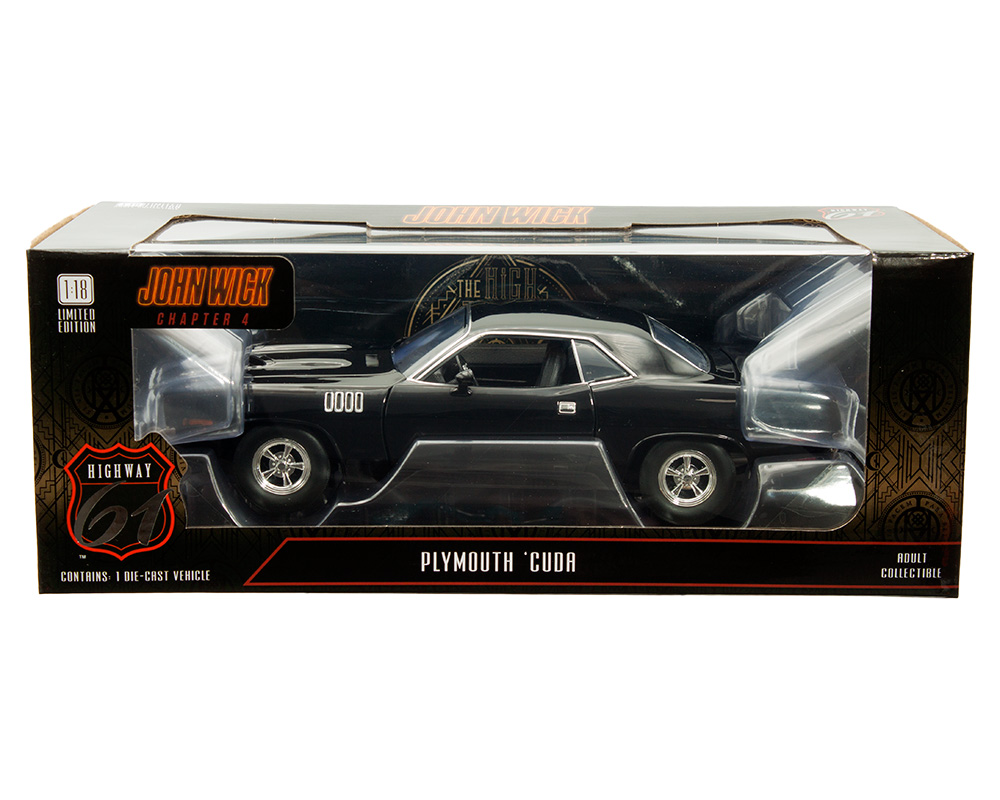 Highway 61 1:18 Plymouth 'Cuda - Black - John Wick Chapter 4 - M