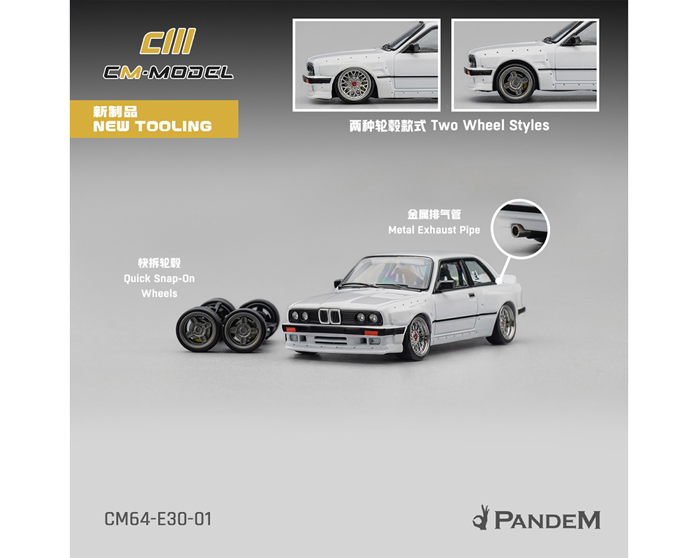 Preorder) CM Model 1:64 Pandem BMW M3 E30 - Pearl White - M & J