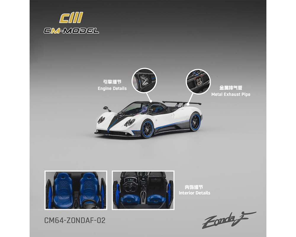 Preorder) CM Model 1:64 Pagani Zonda F - Pearl White - M & J Toys