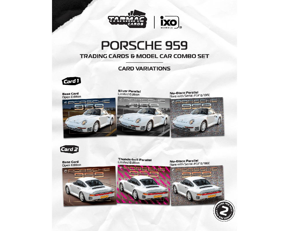 (Preorder) Tarmac Works 1:64 Porsche 959 White Model Car + Trading Cards Combo Set - White - Global64 - Image 2