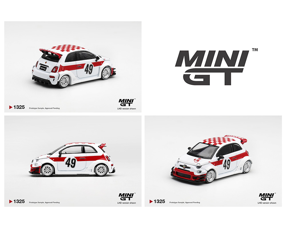 (Preorder) Mini GT 1:64 Abarth 595 LB-WORKS x Abas Works 1000 TC Tribute - White - Limited Edition