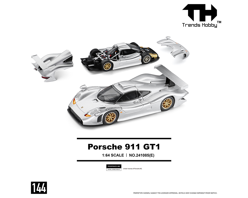 Preorder) Trends Hobby 1:64 Porsche 911 GT1 1998 - Silver - M & J