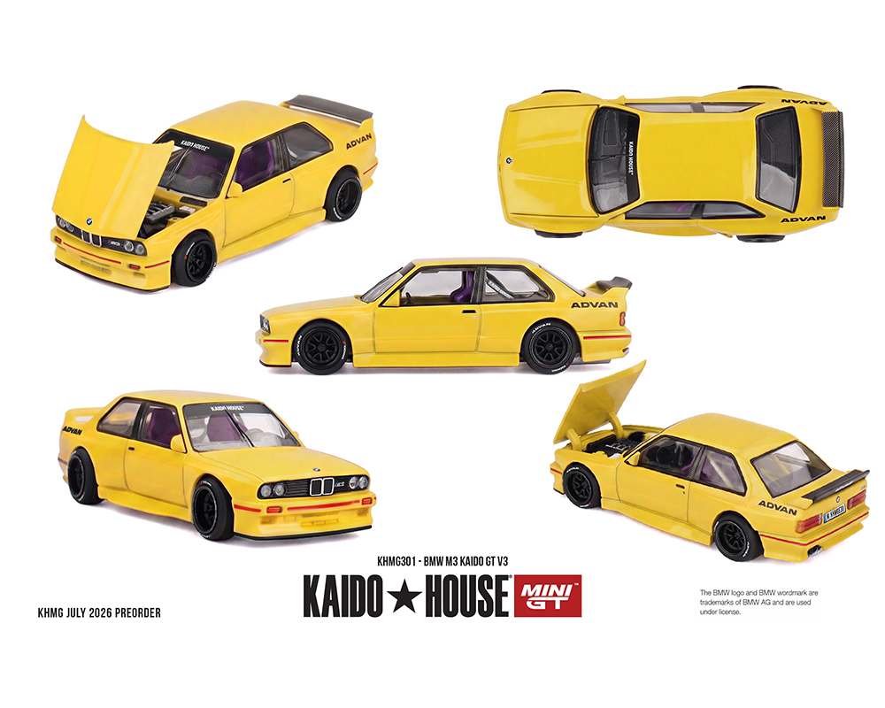 (Preorder) Kaido House x Mini GT 1:64 BMW M3 Kaido GT V3 ADVAN - Yellow