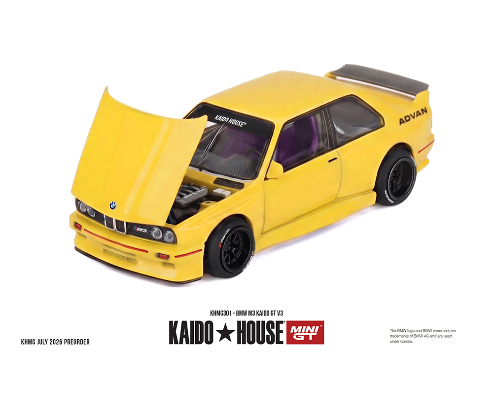 (Preorder) Kaido House x Mini GT 1:64 BMW M3 Kaido GT V3 ADVAN - Yellow - Image 2