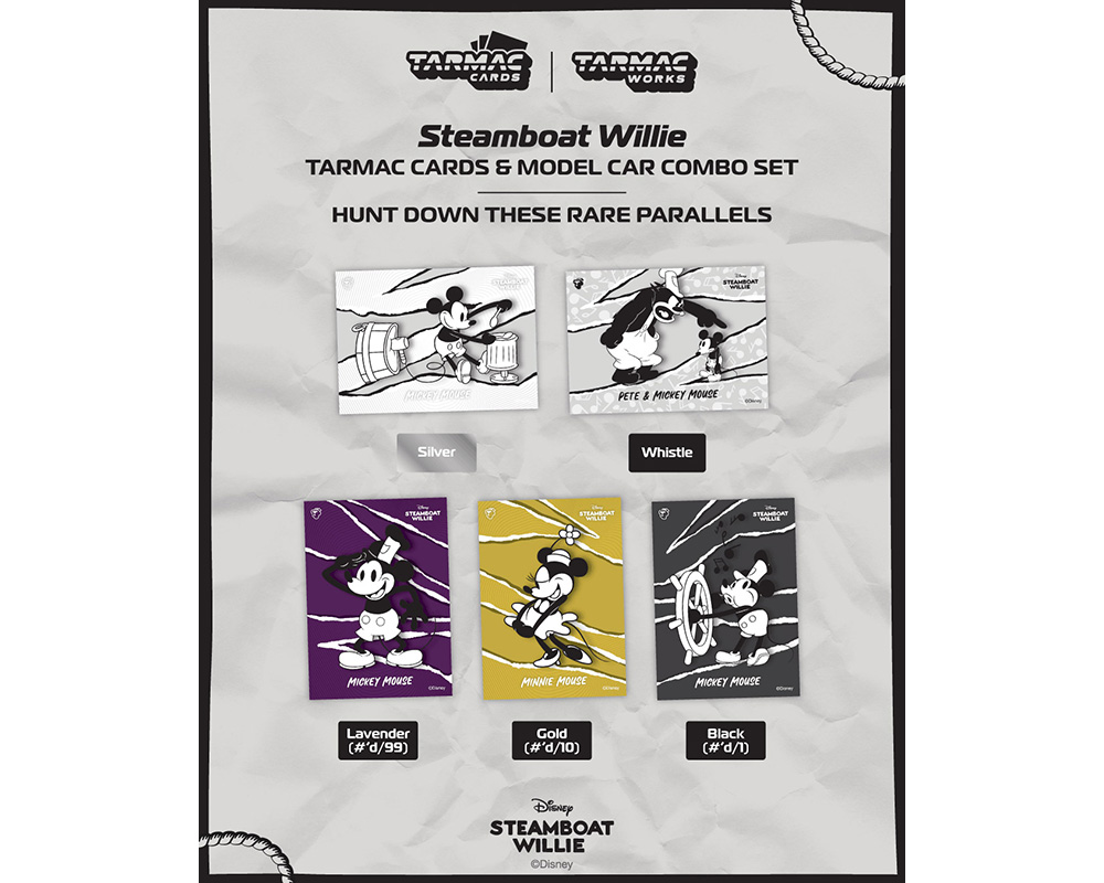 (Preorder) Tarmac Works 1:64 Toyota Sprinter Trueno AE86 Widebody by Jon Sibal Mickey & Friends Steamboat Willie w/ Trading Card Combo Set - Image 3