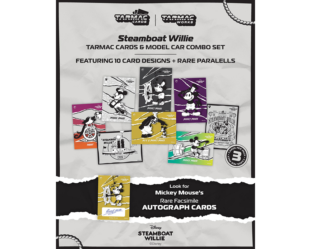 (Preorder) Tarmac Works 1:64 Toyota Sprinter Trueno AE86 Widebody by Jon Sibal Mickey & Friends Steamboat Willie w/ Trading Card Combo Set - Image 2