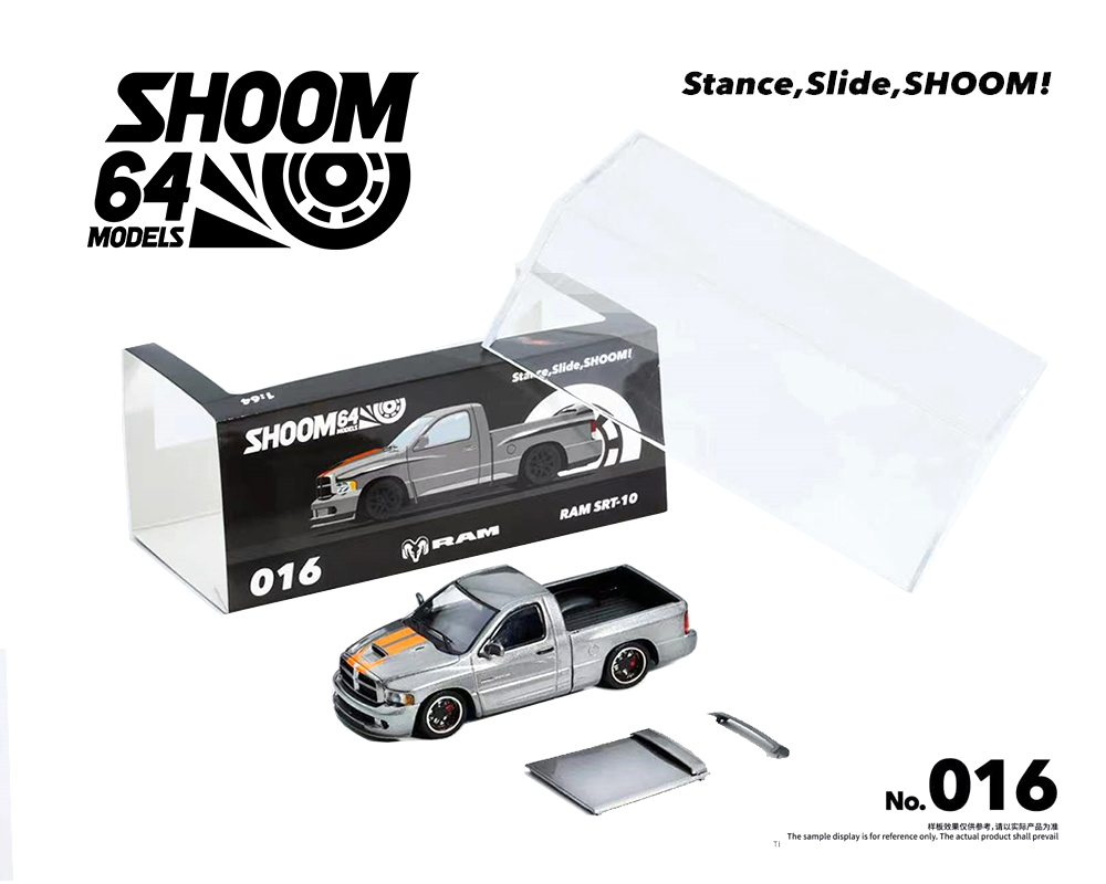 Preorder) SHOOM64 1:64 2003 Dodge Ram SRT-10 Pickup - Grey with