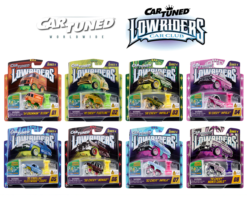 (Preorder) CarTuned 1:64 Lowriders SHOW GLOW Series 4 Assortment of 8 Styles 2026 - L.E.D. Light Up & Hopper Chassis