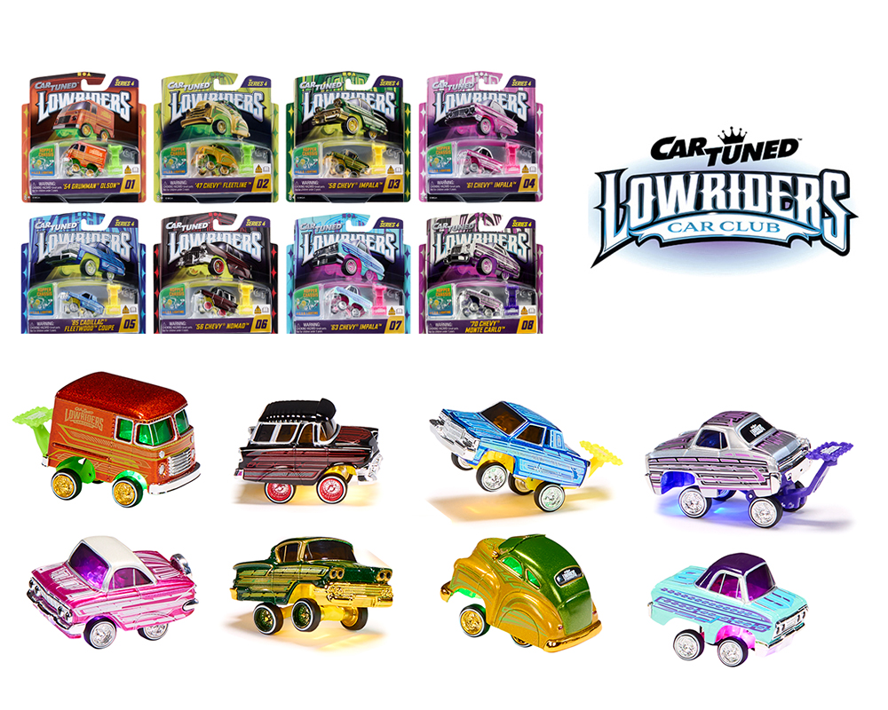 CarTuned 1:64 Lowriders SHOW GLOW Series 4 Assortment of 8 Styles 2026 - L.E.D. Light Up & Hopper Chassis