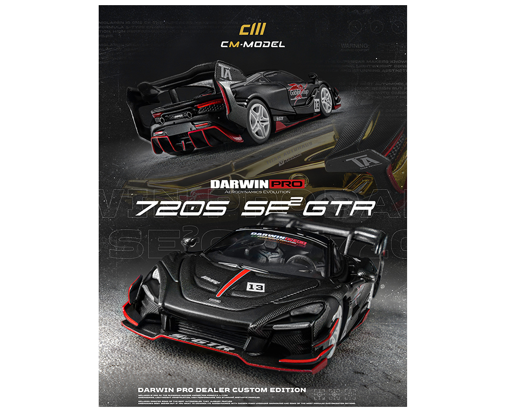 (Preorder) CM Model 1:64 DarwinPro McLaren 720SE GTR- Matte Black Carbon - Limited Edition