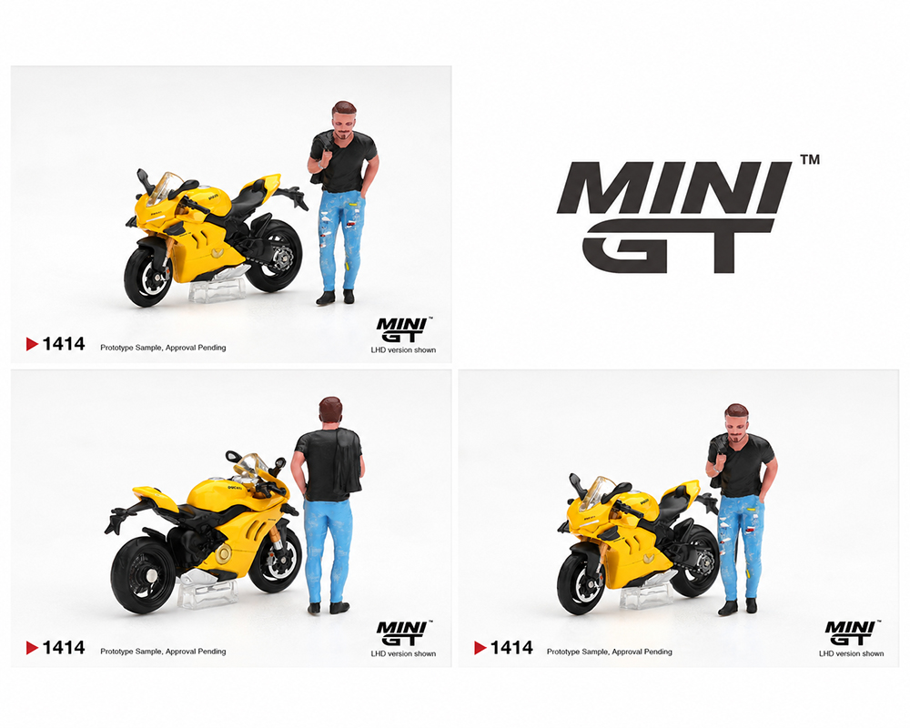 (Preorder) Mini GT 1:64 Ducati Panigale V4 S with Ducati Figure Yellow - Limited Edition
