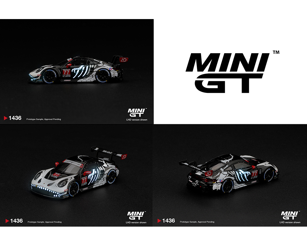 (Preorder) Mini GT 1:64 Porsche 911 GT3 R (992) #77 AO Racing "Skeleton Rexy" 2026 IMSA Petit Le Mans - (Glow in the Dark) - Limited Edition - Image 2