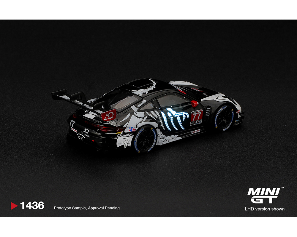 (Preorder) Mini GT 1:64 Porsche 911 GT3 R (992) #77 AO Racing "Skeleton Rexy" 2026 IMSA Petit Le Mans - (Glow in the Dark) - Limited Edition - Image 3